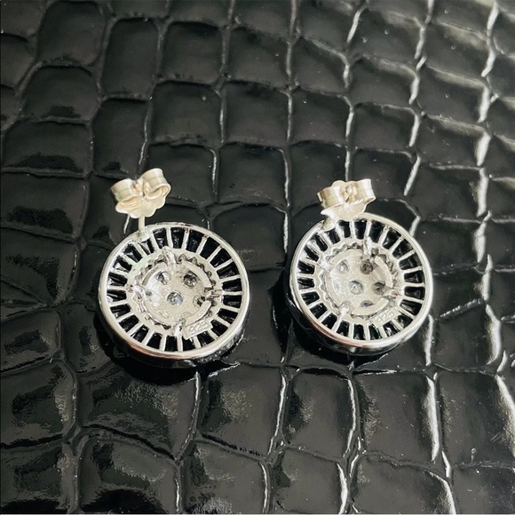 Black & White CZ Sterling Tennis Bracelet & Stud Earrings Geometrical S… - Picture 11 of 12